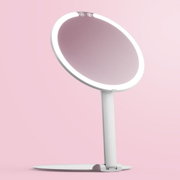 Fancii Abigail Travel Mirror with LED Lights Hero Extended White None Without 10x Magnifying Mirror Ultimate Mirror Bundle Bedazzled