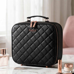 Fancii Madison black travel makeup bag for cosmetic and toiletry Weekender Black
