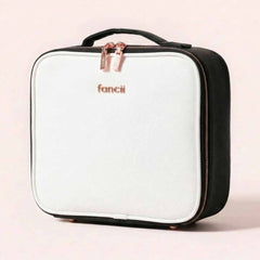 Fancii Madison Professional Travel Makeup Bag for cosmetics and toiletry Weekender White