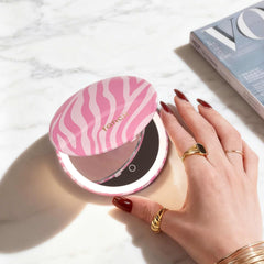 Mini Taylor LED Compact Mirror | Blush Zebra