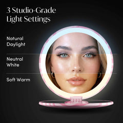 Mini Taylor LED Compact Mirror | Blush Zebra