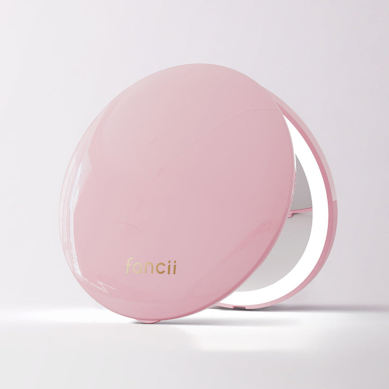 Fancii Mini Taylor Lighted Led Compact with 1x and 10x Magnification Petal Pink
