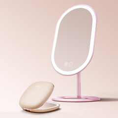 Fancii Vera LED Lighted Vanity and Compact Makeup Mirror Pink Champagne Cream