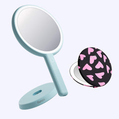 Cami mirror hand held and Taylor compact mirror by Fancii and Co_  Love Train Blue Fluff