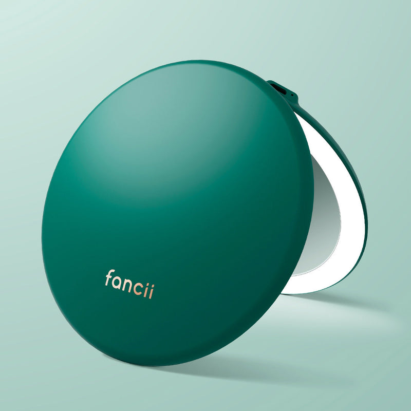 Fancii Taylor Travel Makeup Mirror with lights and 10x magnifying mirror EMERALD ENVY