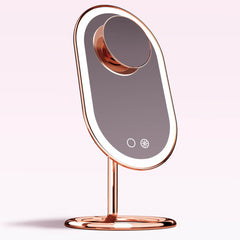 Fancii Vera LED Lighted Vanity Makeup Mirror & Lara 10X Magnifying Mirror in Rose Gold Classic